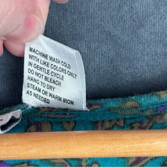 EUC Vermont Country Store Floral Cotton Knit A-Line Dress in Teal Sz 2X - Picture 9 of 10